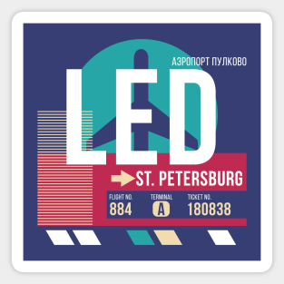 St. Petersburg, Russia (LED) Airport Code Baggage Tag Magnet